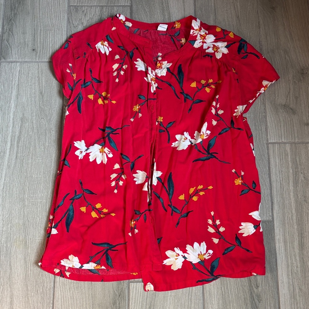 Old Navy Red Floral Top